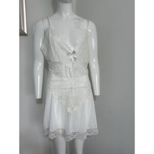 Women’s Plus Size 4XL Sexy Babydoll Nightgown White Lace Romantic Nightwear